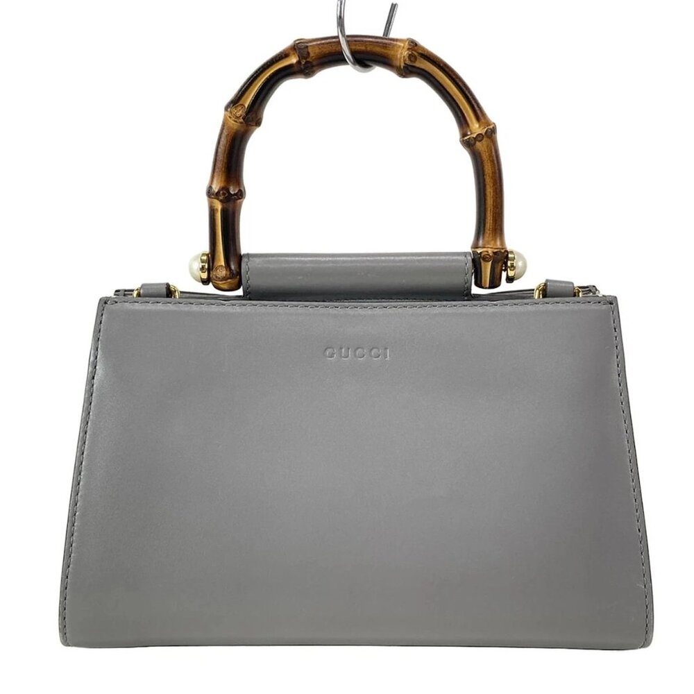 GUCCI Nimfair Gray Leather Handbag bran-796-090525